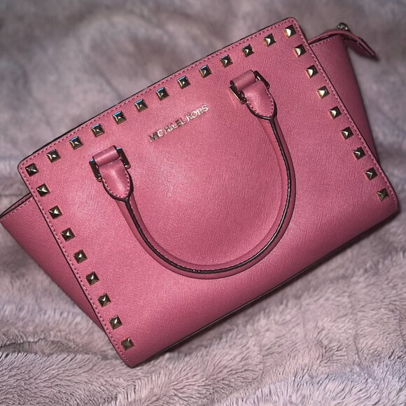Michael Kors Red Studded Women's Bag - Picture 1 of 8